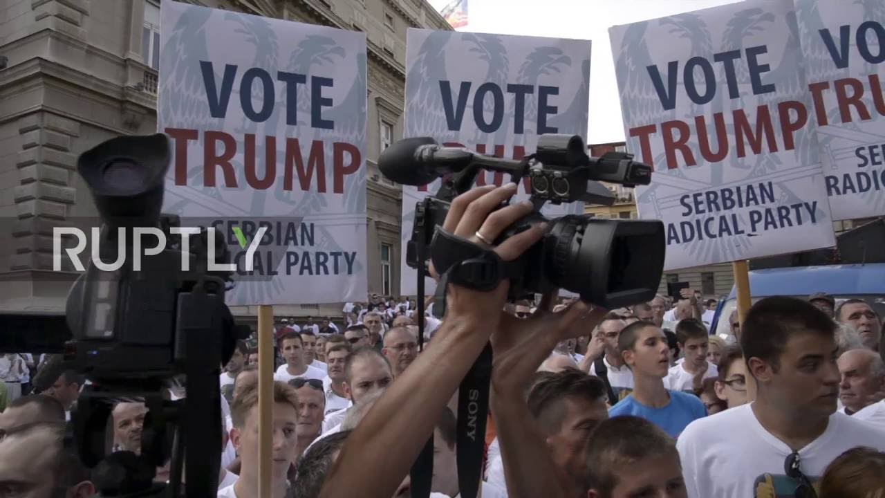 Joe Biden welcomed to Serbia by a Trump Rally: Cant make this stuff up!