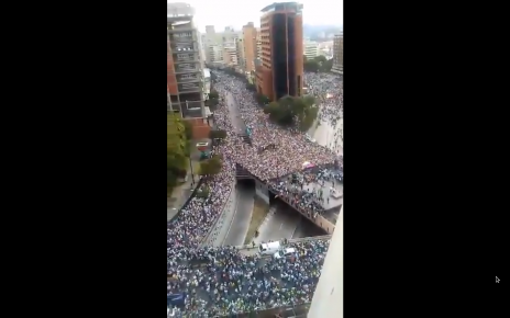 Amazing footage captures the size of this revolt – “The people of #Caracas protesting the socialist menace in #Venezuela…”