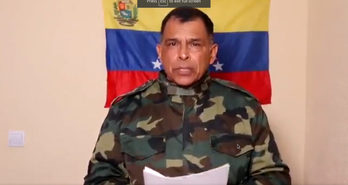 BREAKING: WATCH – Venezuelan Colonel Vazquez Alvarez defects and calls on his comrades-in-arms over VIDEO MESSAGE