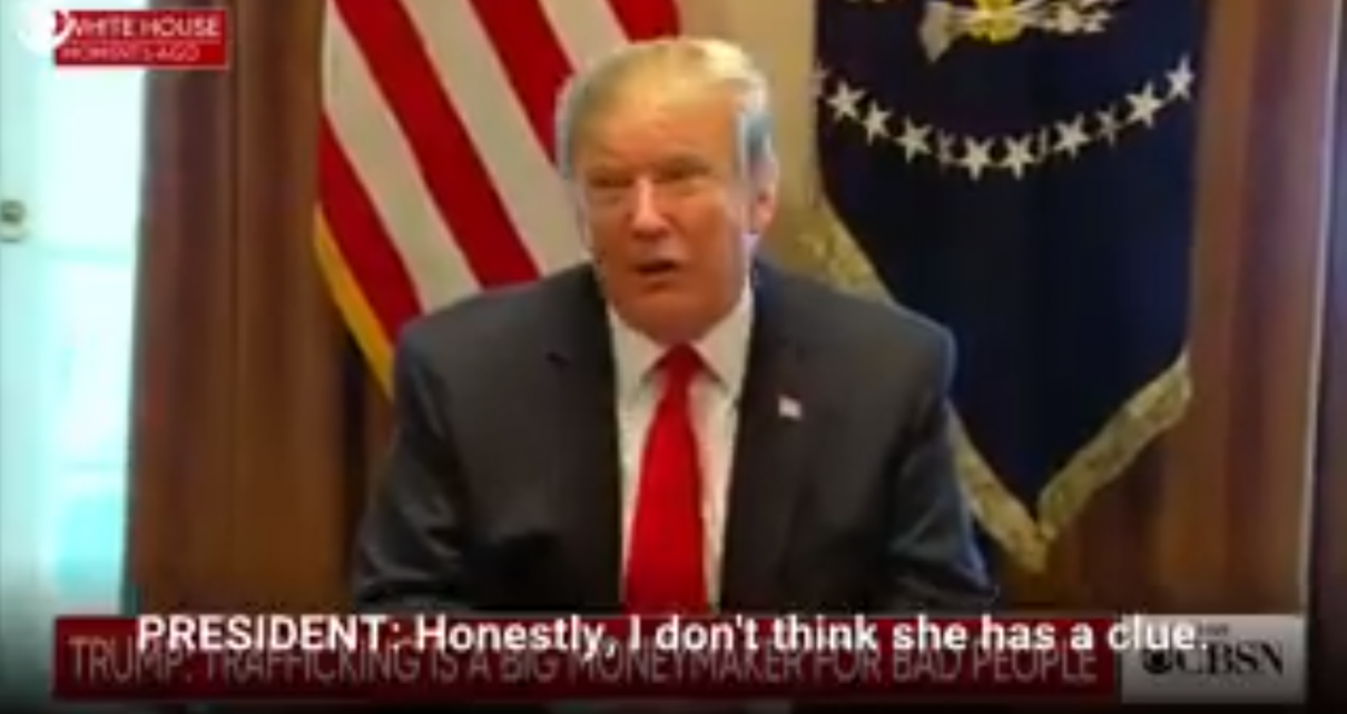 WATCH – “I don’t think Nancy has a clue,” Donald Trump said today, responding to the Speaker Pelosi’s criticism that his #INF pullout is “risking an arms race”  – VIDEO