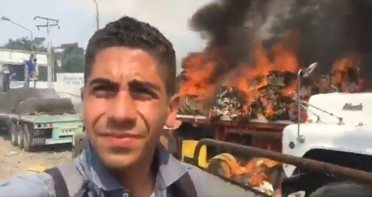 WATCH: Maduro setting food aid on fire rather than feed his people.