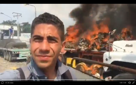 WATCH: Maduro setting food aid on fire rather than feed his people.