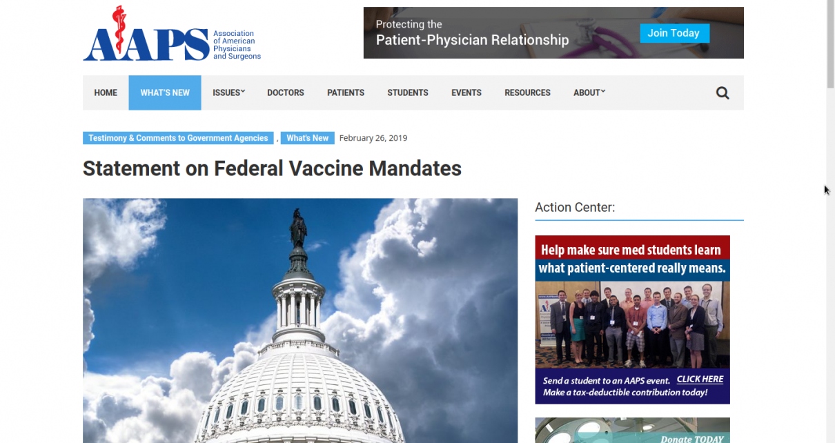 HUGE! Physicians group strongly opposes mandated vaccines: Statement on Federal Vaccine Mandates – AAPS | Association of American Physicians and Surgeons