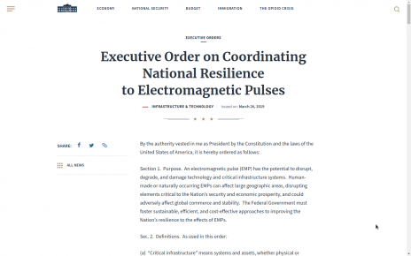 Donald Trump signs electro magnetic pulse executive order..