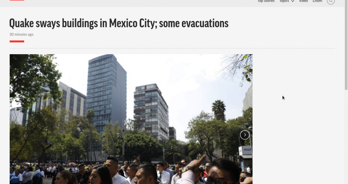 BREAKING: Earthquake Prompts Evacuations in Mexico City After Buildings Begin to Sway