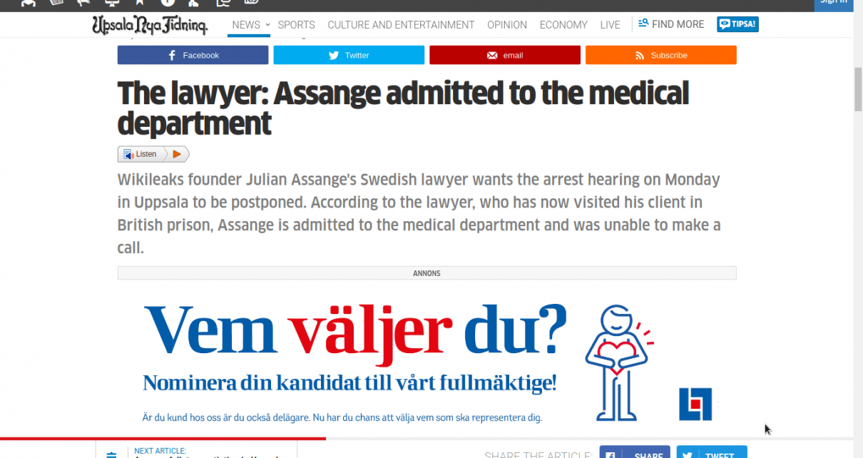 BREAKING! Assange in hospital. His Condition bad!