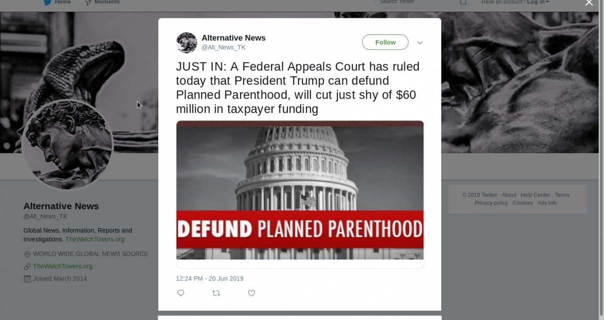 JUST IN: A Federal Appeals Court has ruled today that President Trump can defund Planned Parenthood, will cut just shy of  million in taxpayer funding