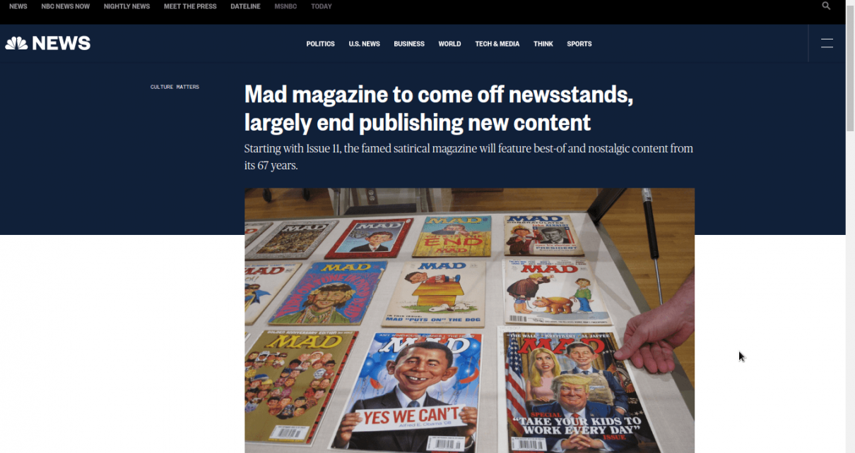 END OF AN ERA: After 67 Years, Mad Magazine Will Cease Publication