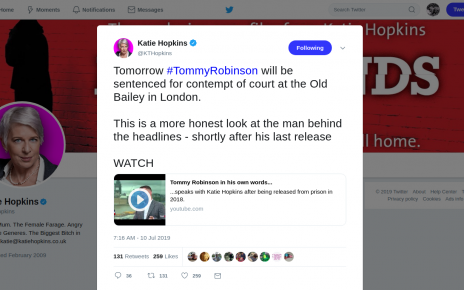 Tommy Robinson in his own words… Tomorrow #TommyRobinson will be sentenced for contempt of court at the Old Bailey in London.