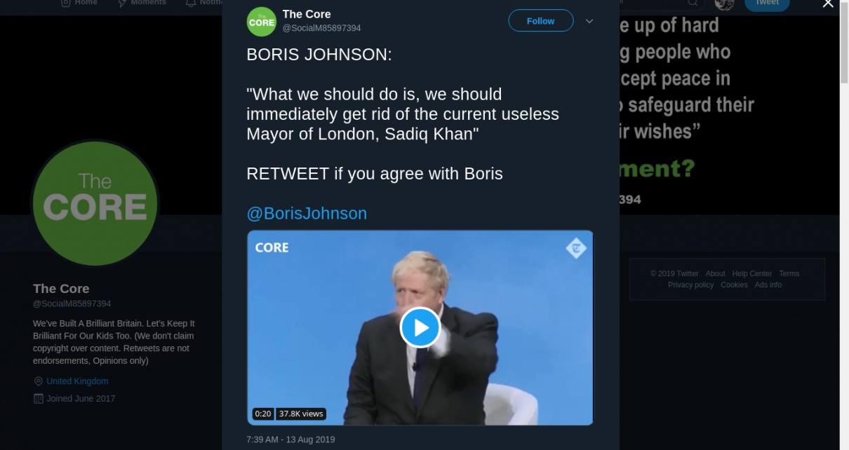 BORIS JOHNSON: “What we should do is, we should immediately get rid of the current useless Mayor of London, Sadiq Khan”