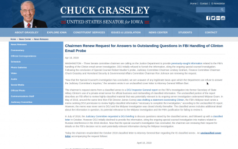 US Senator Chuck Grassley is dumping DECLASSIFIED HILLARY docs! – Here is where you can get a copy!