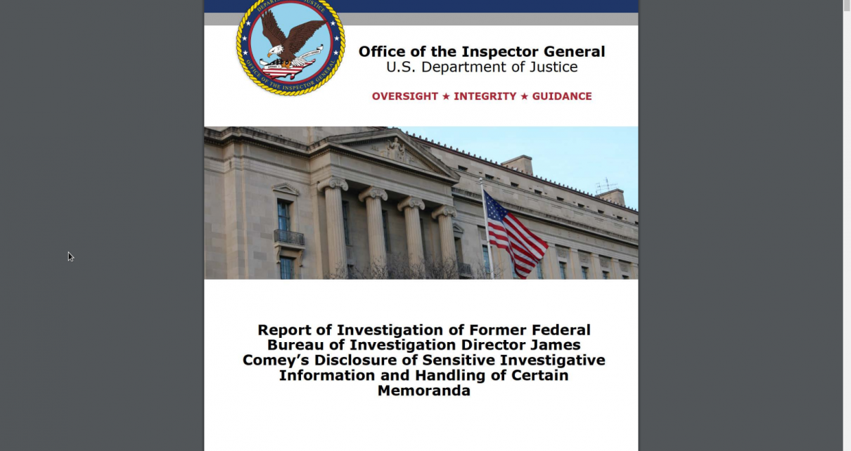 BREAKING: Comey IG Report Out: IG report finds that Comey violated FBI procedures DOJ DECLINES PROSECUTION