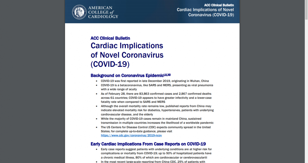 American College of Cardiology: Unless PERFECTLY Healthy, Mortality Rate Is NOT 2-3% But Upwards Of 14%.