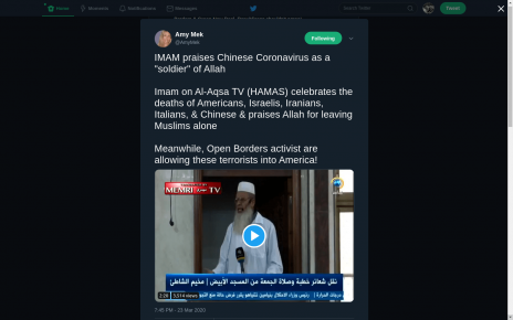 WATCH |  IMAM praises Chinese Coronavirus as a “soldier” of Allah